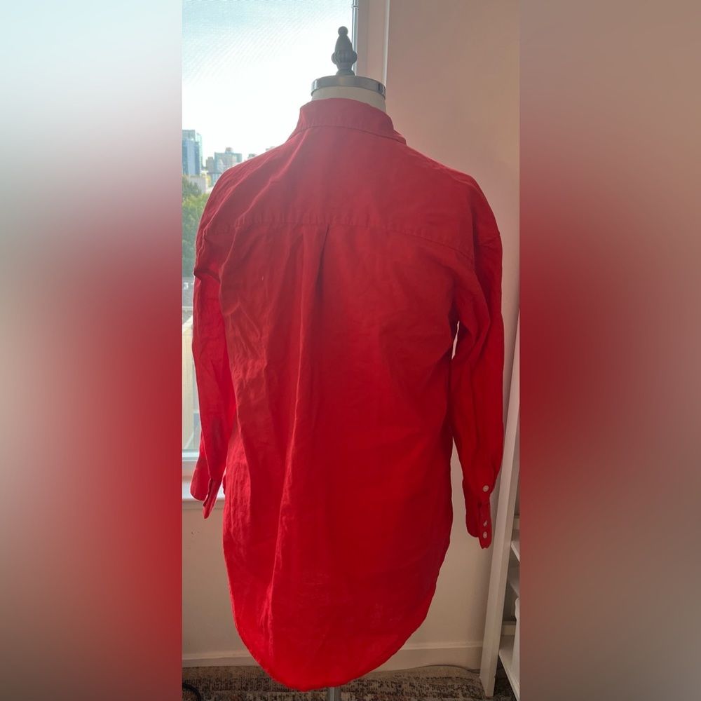 Red Linen 2 pc Set - Picture 2 of 4